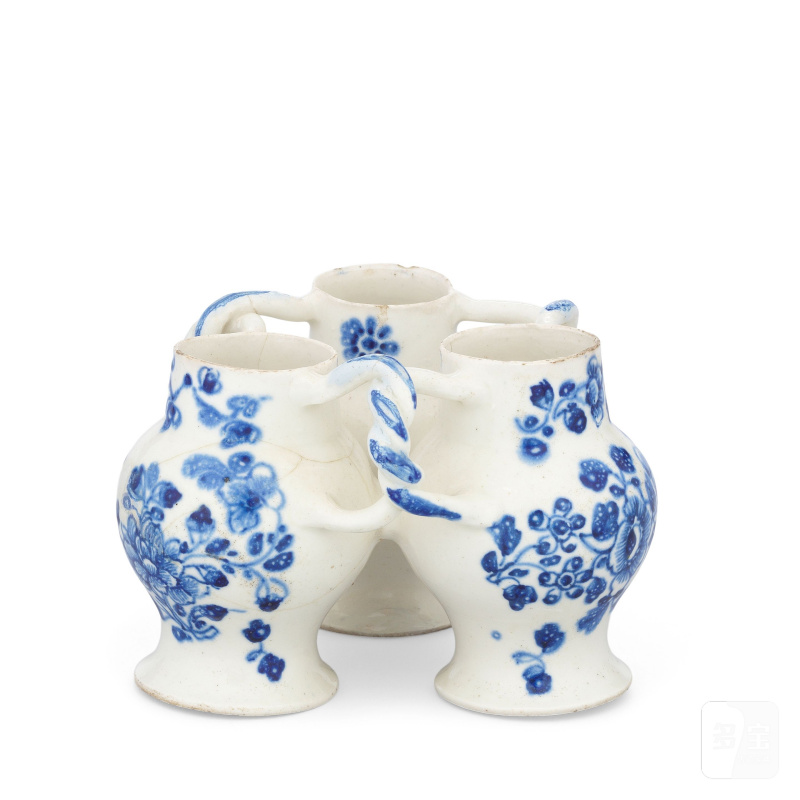 A highly significant Bovey Tracey porcelain fuddling cup, circa 1767 - 图3